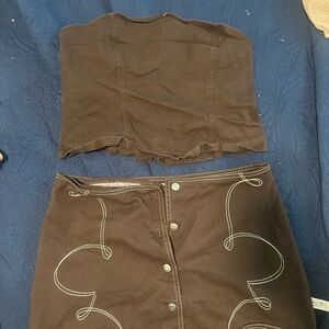 Gianni Bini Brown Skirt Set with White Accents